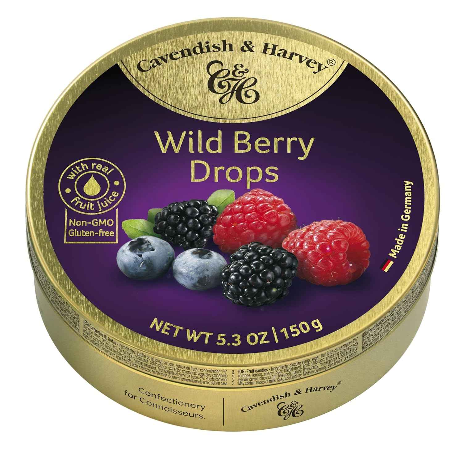 Cavendish & Harvey Wild Berry Hard Candy Drops – Elegant Birthday Gift for Her and Mom in Collectible Metal Tin
