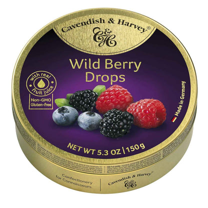 Cavendish & Harvey Wild Berry Hard Candy Drops – Elegant Birthday Gift for Her and Mom in Collectible Metal Tin
