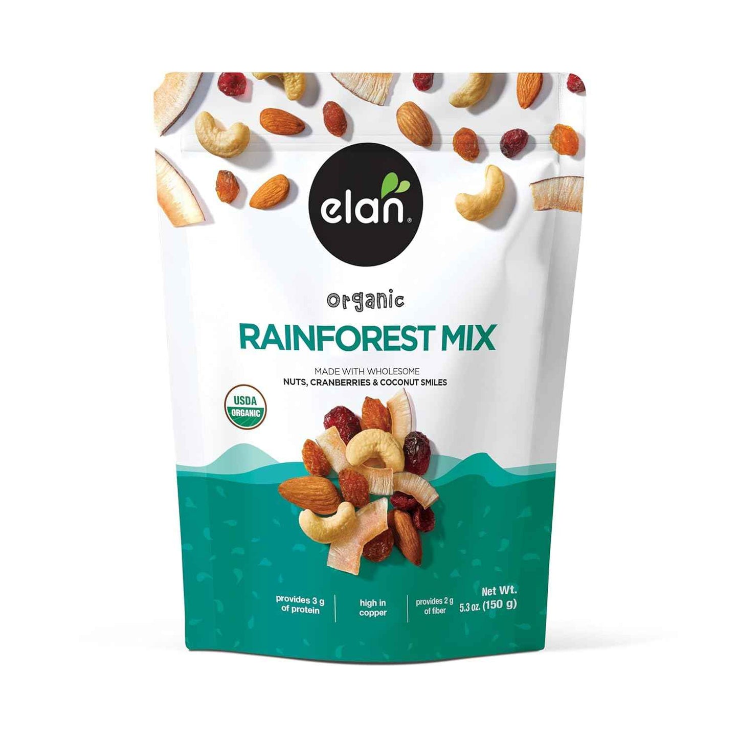 Elan Organic Rainforest Mix – Portable Energy Food for Camping and Picnics, 5.3 oz Pouch