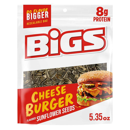 BIGS Sunflower Seeds Cheeseburger Flavor – Resealable Travel Snack for Camping and Rest Stops