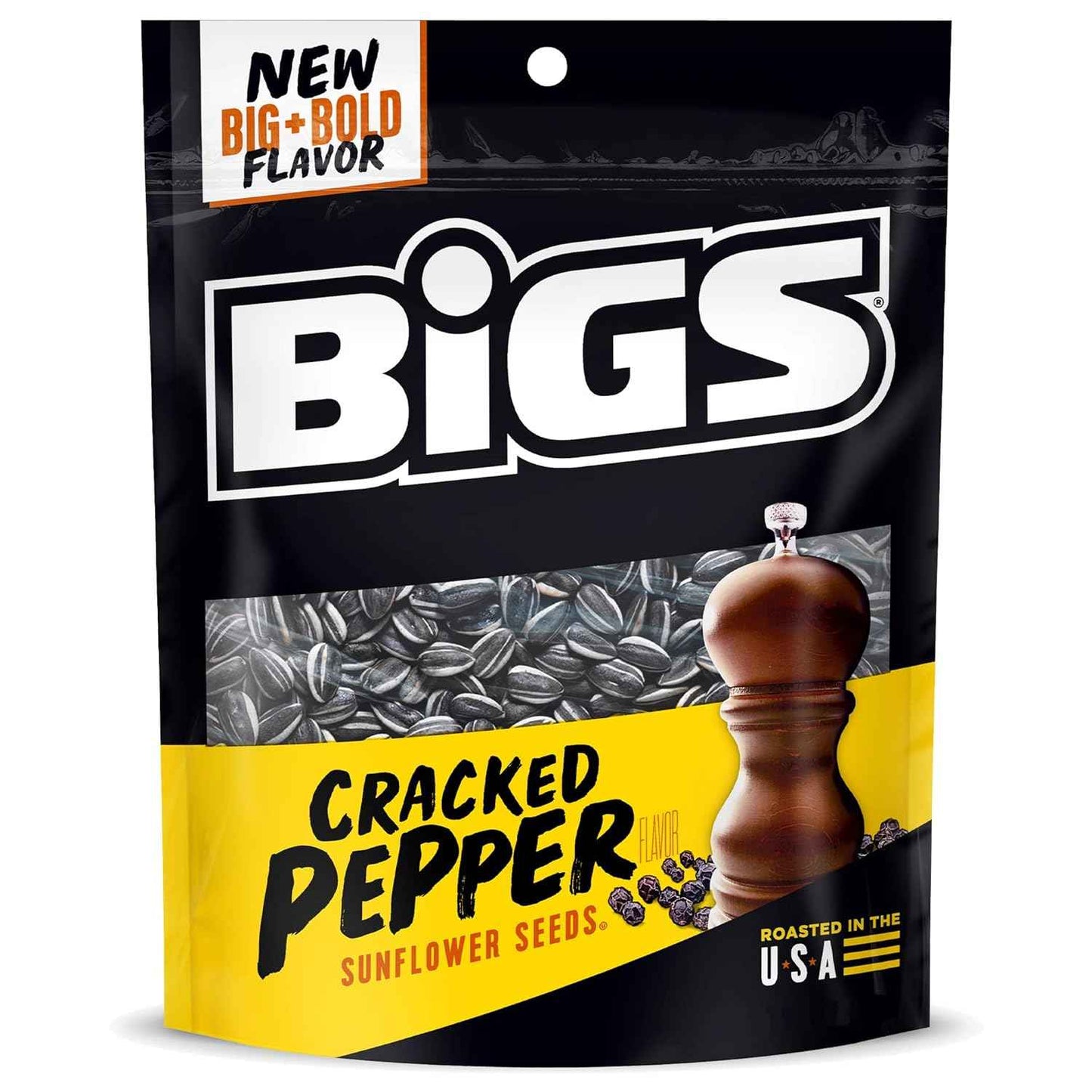 BIGS Sunflower Seeds, Cracked Pepper – 5.35 oz Family Resealable Bag for Game-Night Snacking
