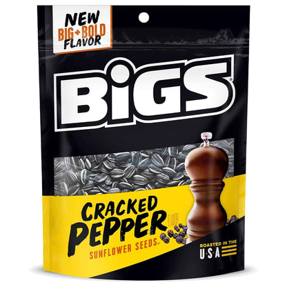 BIGS Sunflower Seeds, Cracked Pepper – 5.35 oz Family Resealable Bag for Game-Night Snacking