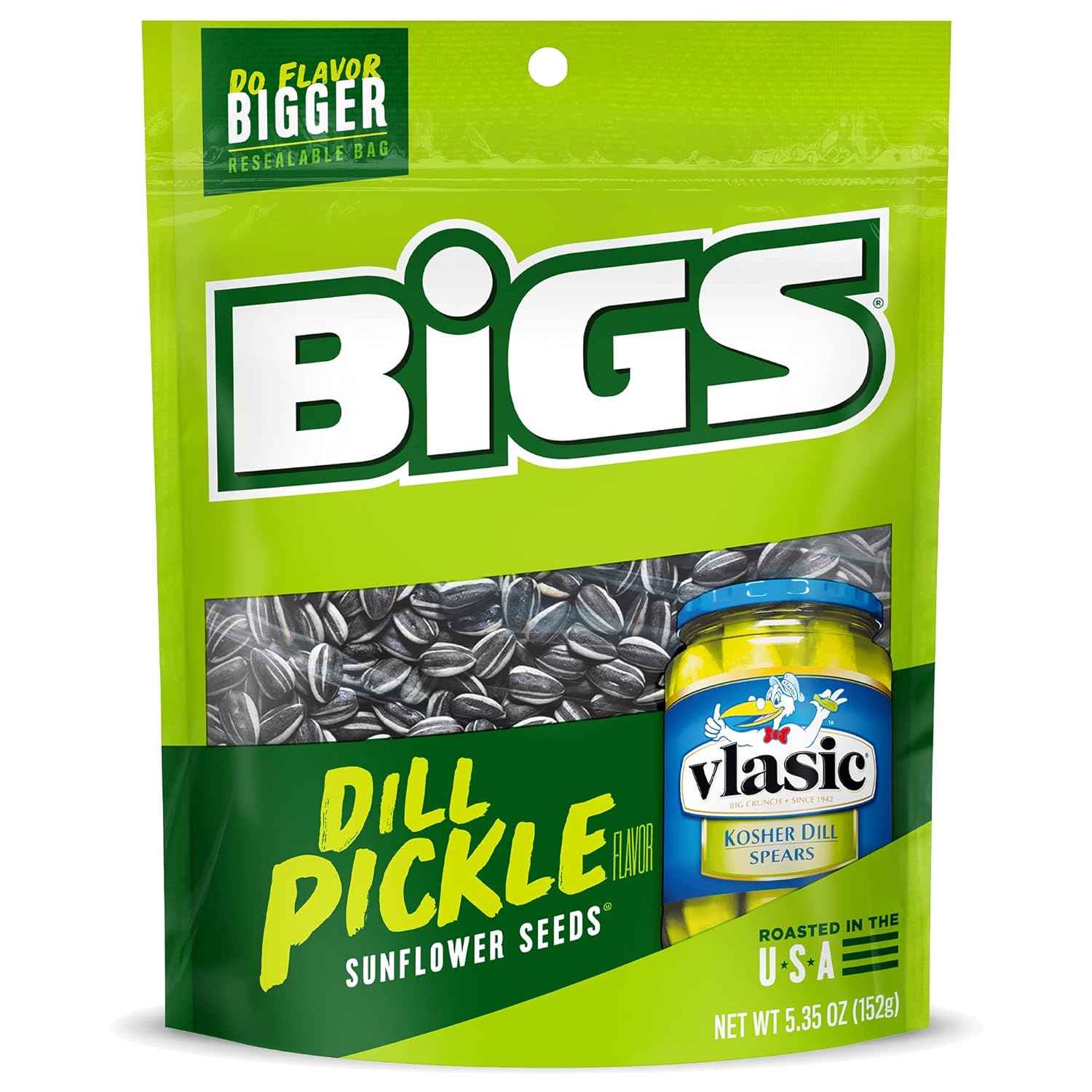 BIGS Sunflower Seeds Vlasic Dill Pickle 5.35 oz Bag – Camping and Fishing Trip Snack That Keeps Hands Busy on the Dock