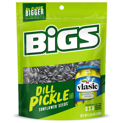 BIGS Sunflower Seeds Vlasic Dill Pickle 5.35 oz Bag – Camping and Fishing Trip Snack That Keeps Hands Busy on the Dock