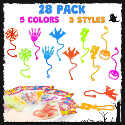 Kids Halloween Gift Bag Stuffer – 42 PCS Sticky Hand and Spooky Shape Novelty Toys for Birthday Party Favors and Trick or Treat Surprise Bags