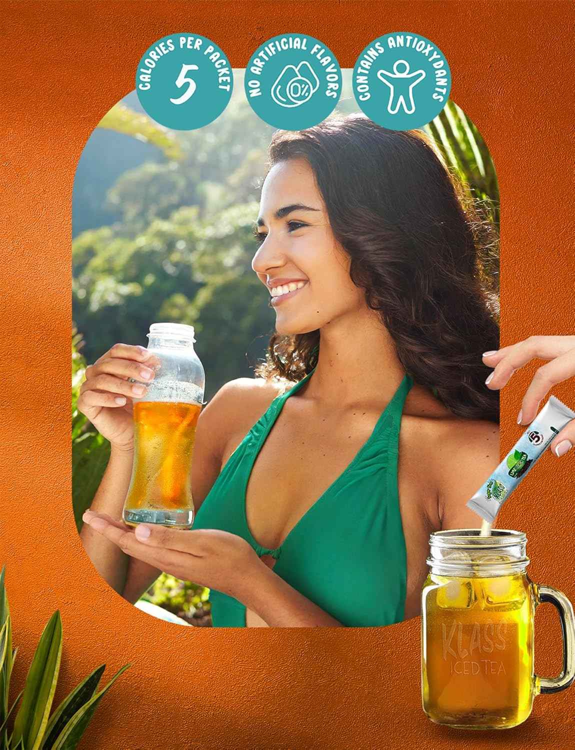 Klass Iced Tea Drink Mix - Sugar-Free Variety Pack for Mindful Hydration Routines and Evening Wind-Down Rituals (44 Stick Packs)