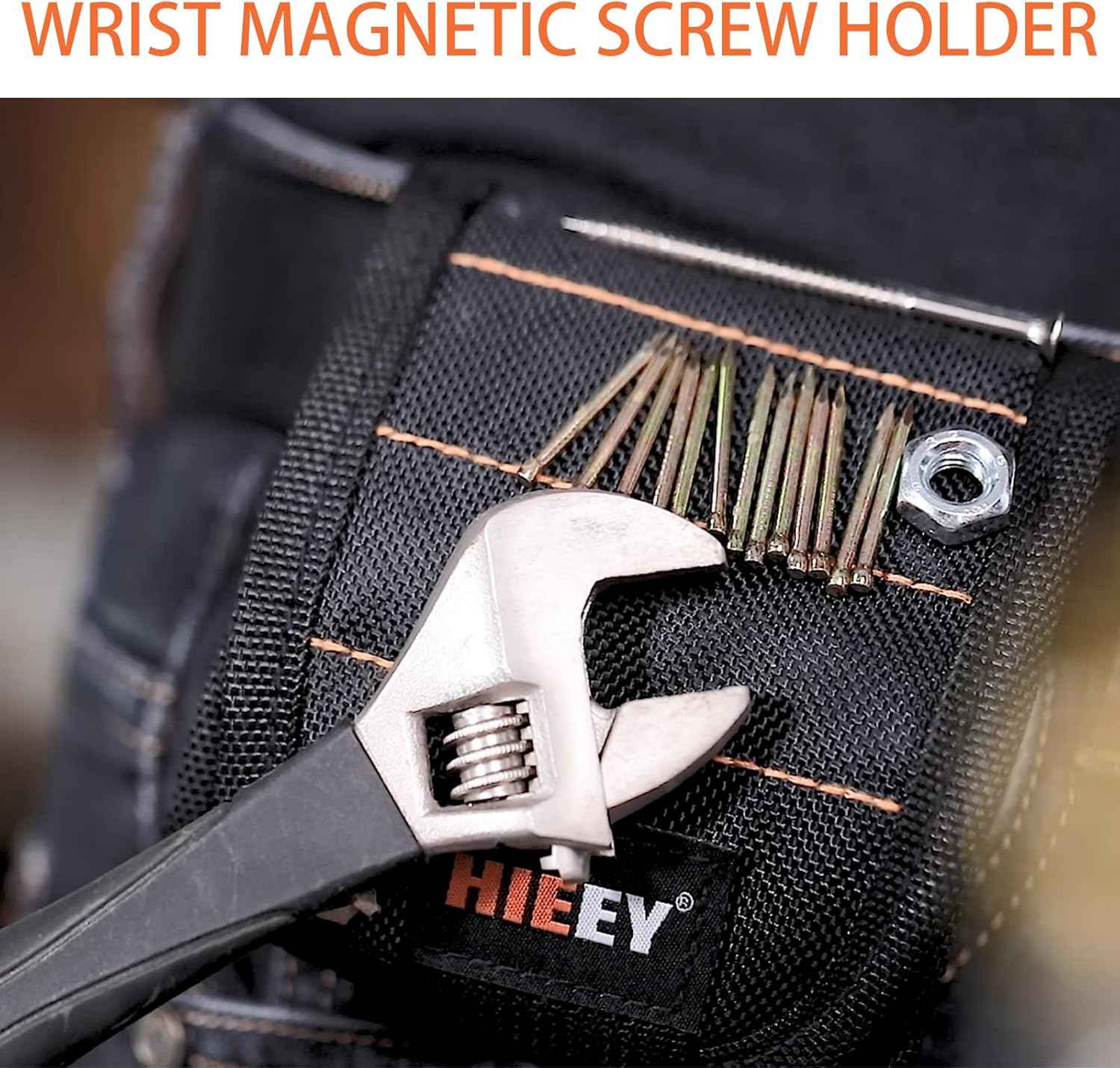 HIEEY 2 Pieces Magnetic Wristband for Holding Screws and Nails – Drop-Free Repair Band for Overhead Work, Reduces Reaching Into Tight Risky Spaces