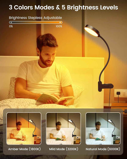 Glocusent Clip on Desk Light – 6000K Natural Daylight Mode for Crafting, Knitting, Sewing, and Detailed Hobby Work