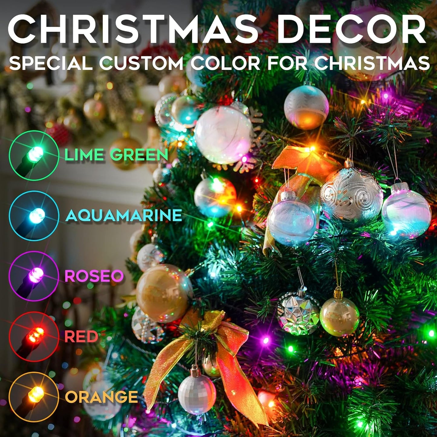 5 exclusive multicolor tones: lime green, aquamarine, rose, ruby, and orange
