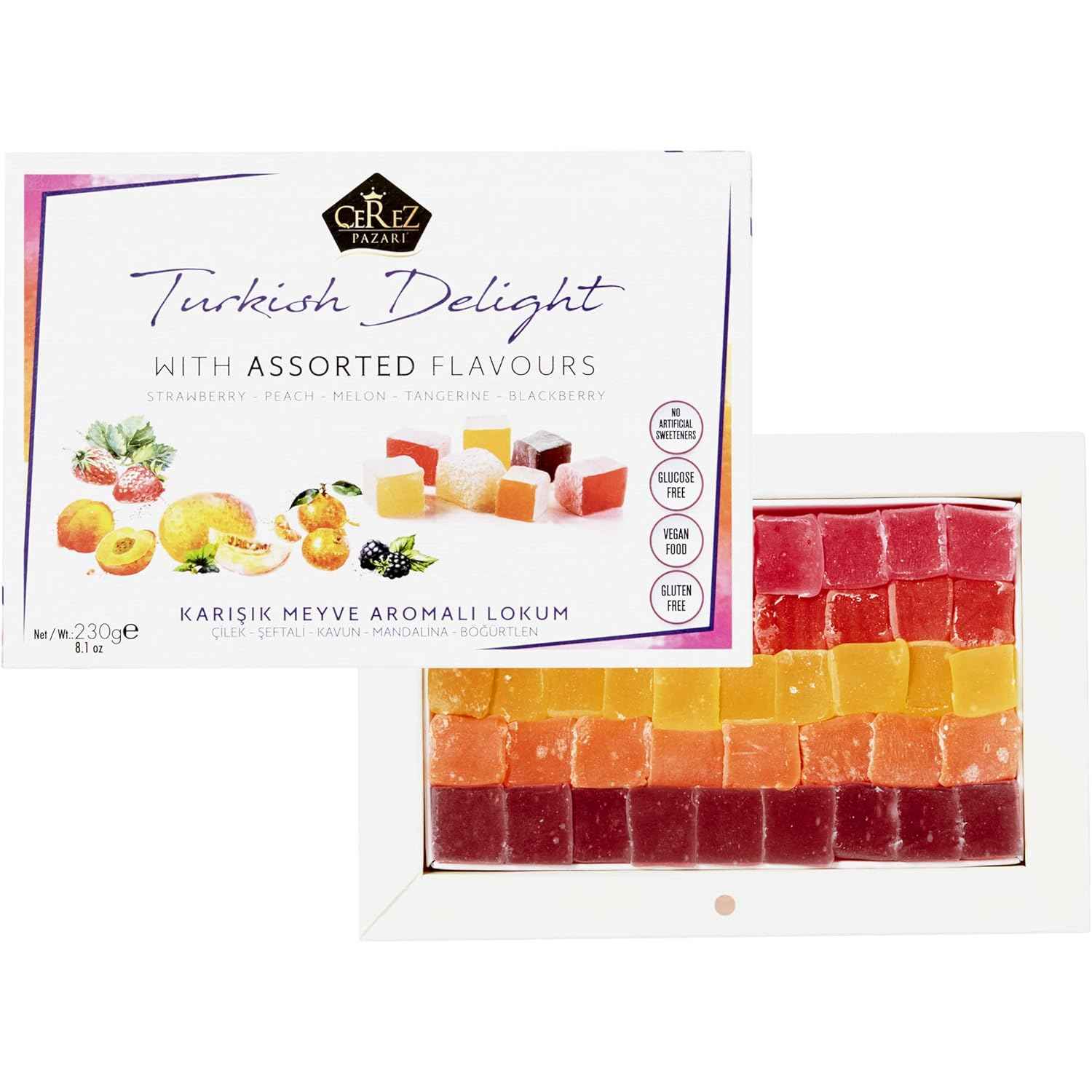 Cerez Pazari Gourmet Turkish Delight Candy – High-End Hotel-Style Lokum, Elegant Presentation Box for Refined Entertaining