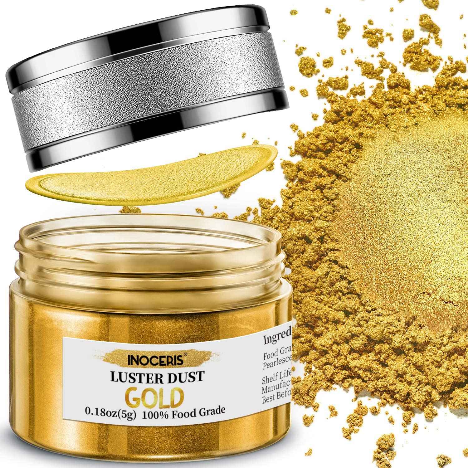 INOCERIS Edible Luster Dust Set – Elegant Gift for Bakers and Cake Decorators, Gold and Rose Gold Shimmer, 5g Jar