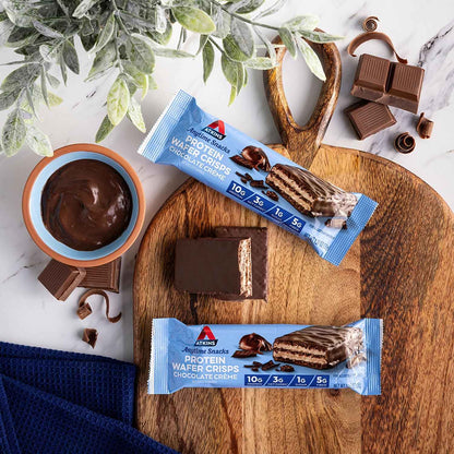 Atkins Chocolate Crème Protein Wafer Crisps – Gym Bag Recovery Snack, 10g Protein Post-Workout Treat