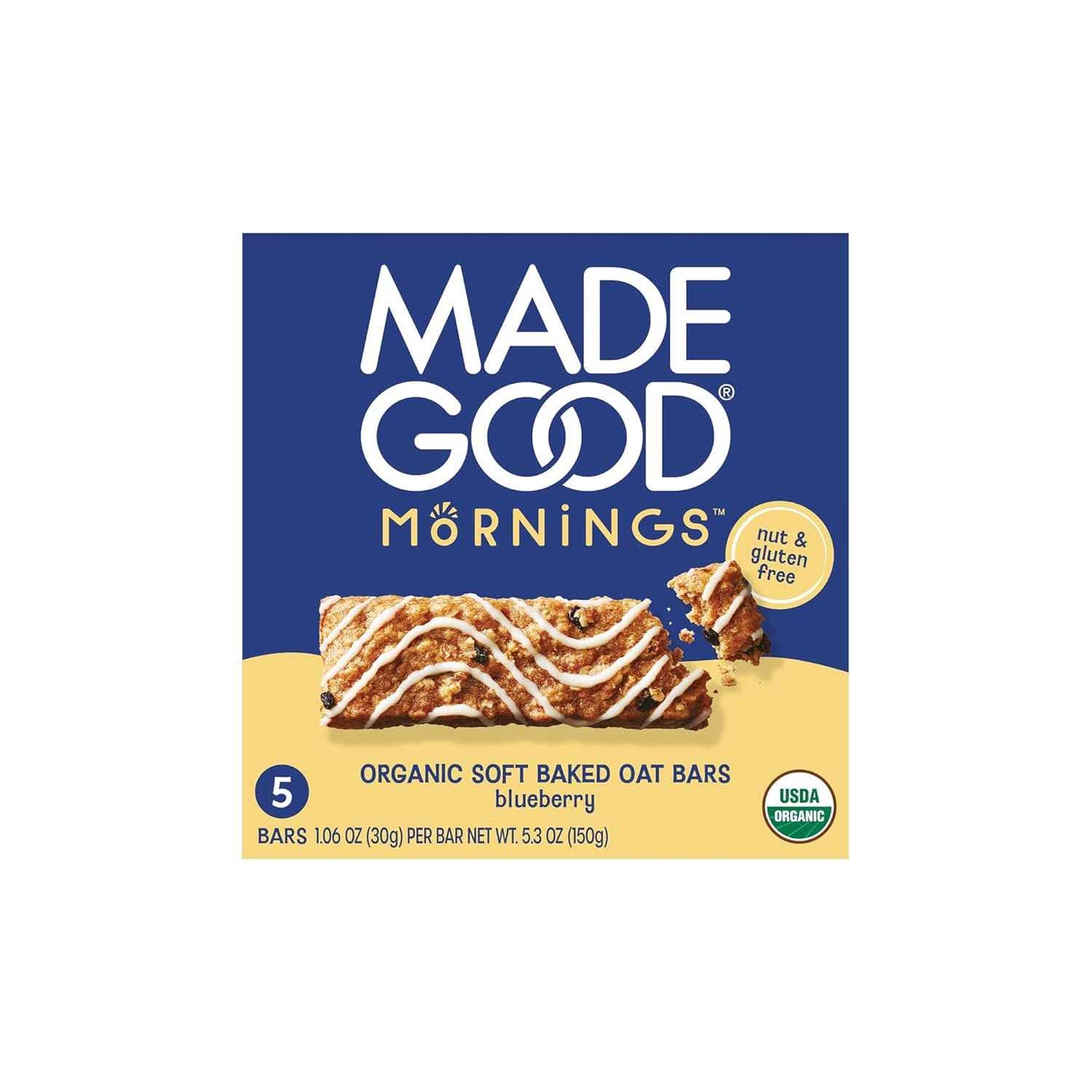 MadeGood Morning Blueberry Bars – Allergy-Safe Lunchbox Snack for School, Top 8 Allergen Free