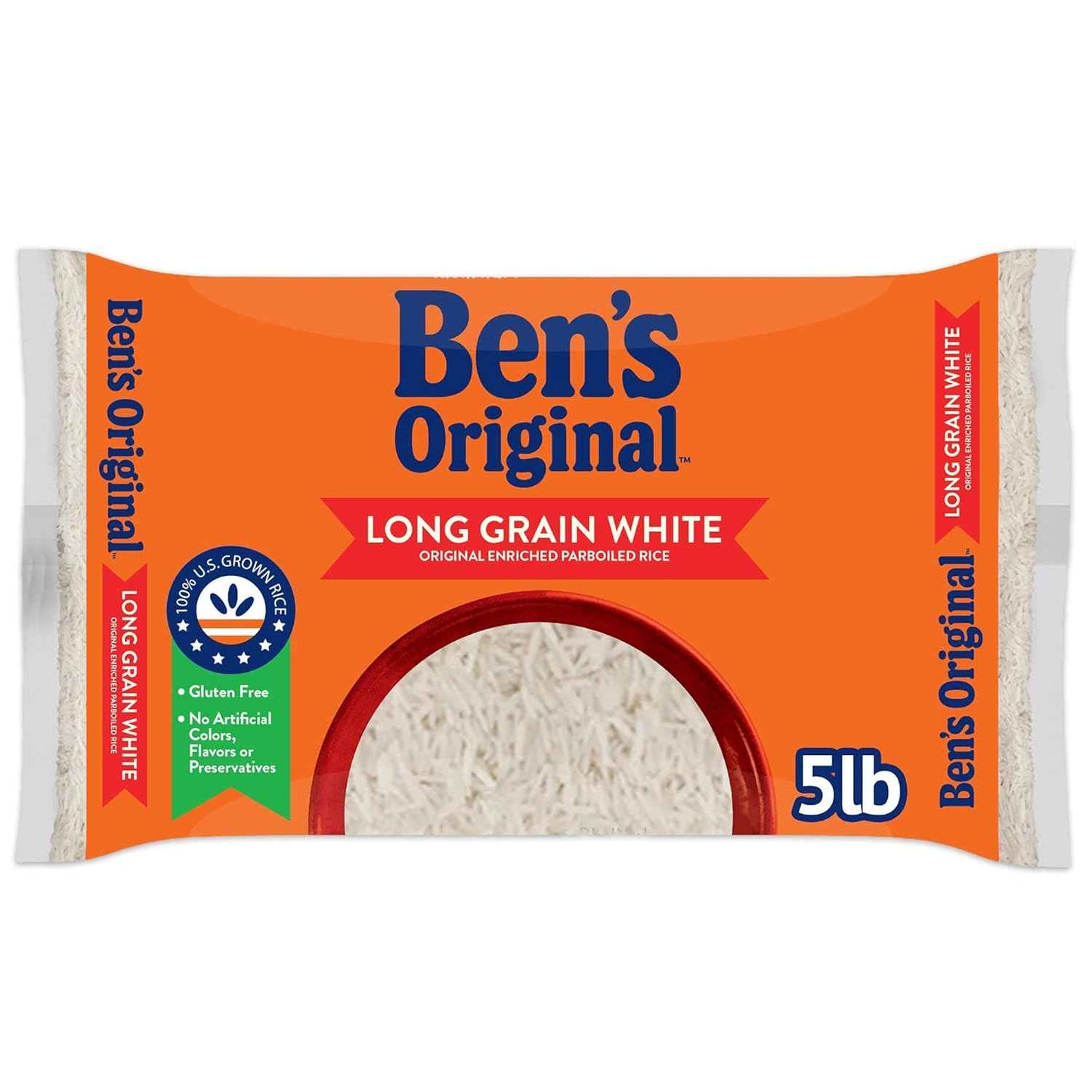 BEN'S ORIGINAL Long Grain White Rice, 5 lb Bag – Family-Sized Side for Kid-Friendly Lunchbox Packing and Dinner Plates
