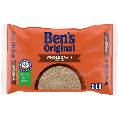 BEN'S ORIGINAL Whole Grain Brown Rice, 5 lb Bag – One Simple Whole Grain Pantry Staple for an Uncluttered Kitchen