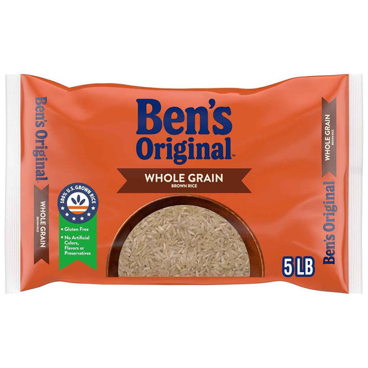 BEN'S ORIGINAL Whole Grain Brown Rice, 5 lb Bag – One Simple Whole Grain Pantry Staple for an Uncluttered Kitchen