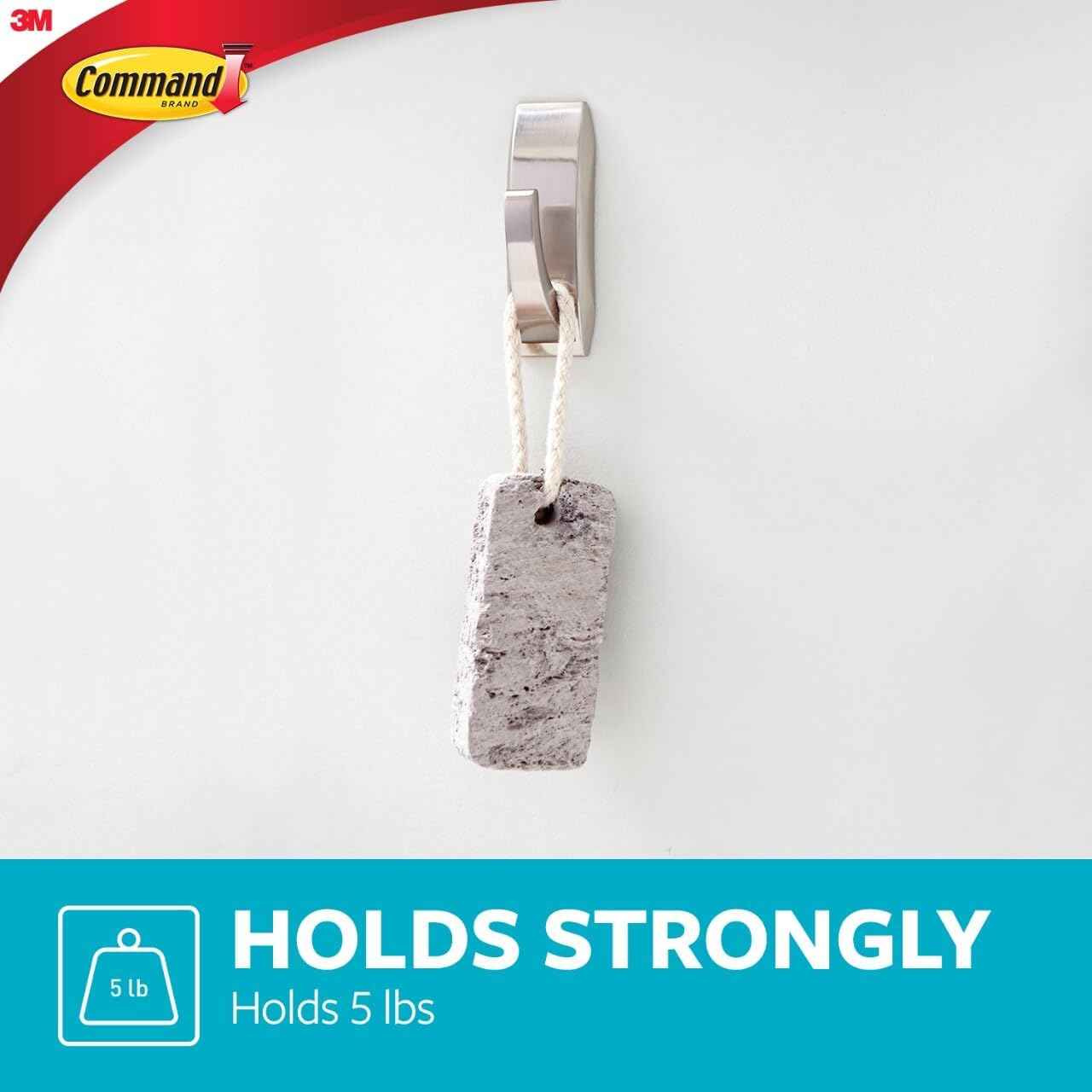 Command Modern Reflections Bath Hook – Clean-Line Satin Nickel Storage for Intentional Small-Space Living