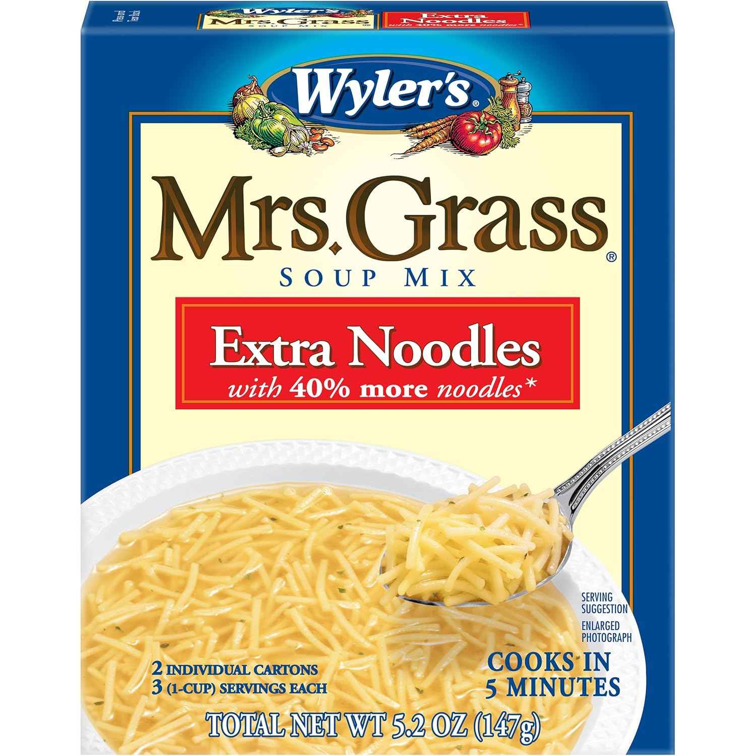 Wyler's Mrs. Grass Extra Noodles Soup Mix – Versatile Pantry Staple for Quick Family Meals