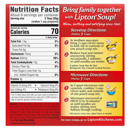 Lipton Recipe Secrets Instant Chicken Noodle Soup Mix – Quick Family Dinner Side Dish for Busy Parent Nights, Two Single-Serve Packets