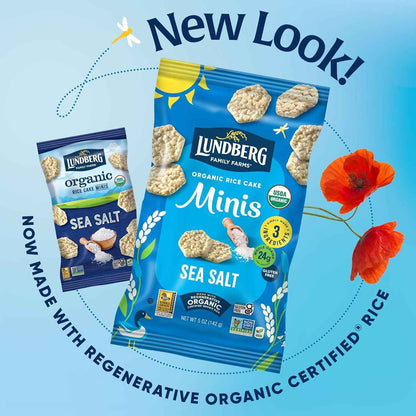 Lundberg Organic Rice Cake Minis – Mindful Snack for Clean Eating Routines, Original Sea Salt Vegan Crunch