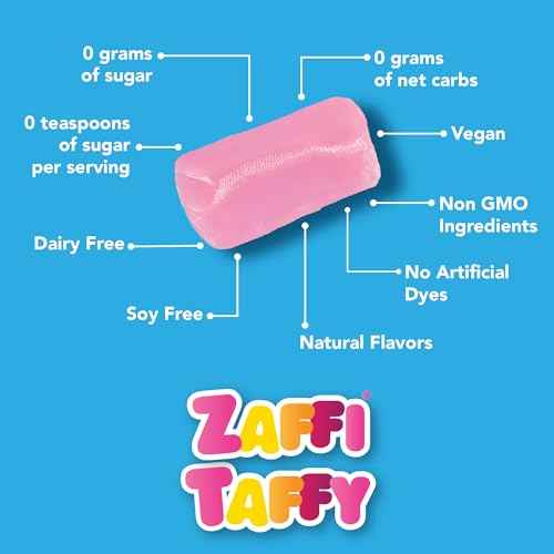 Zollipops KETO Taffy Assorted Fruit 3oz – Kid-Friendly Low-Carb Treats for Car Rides and Lunchbox Surprises