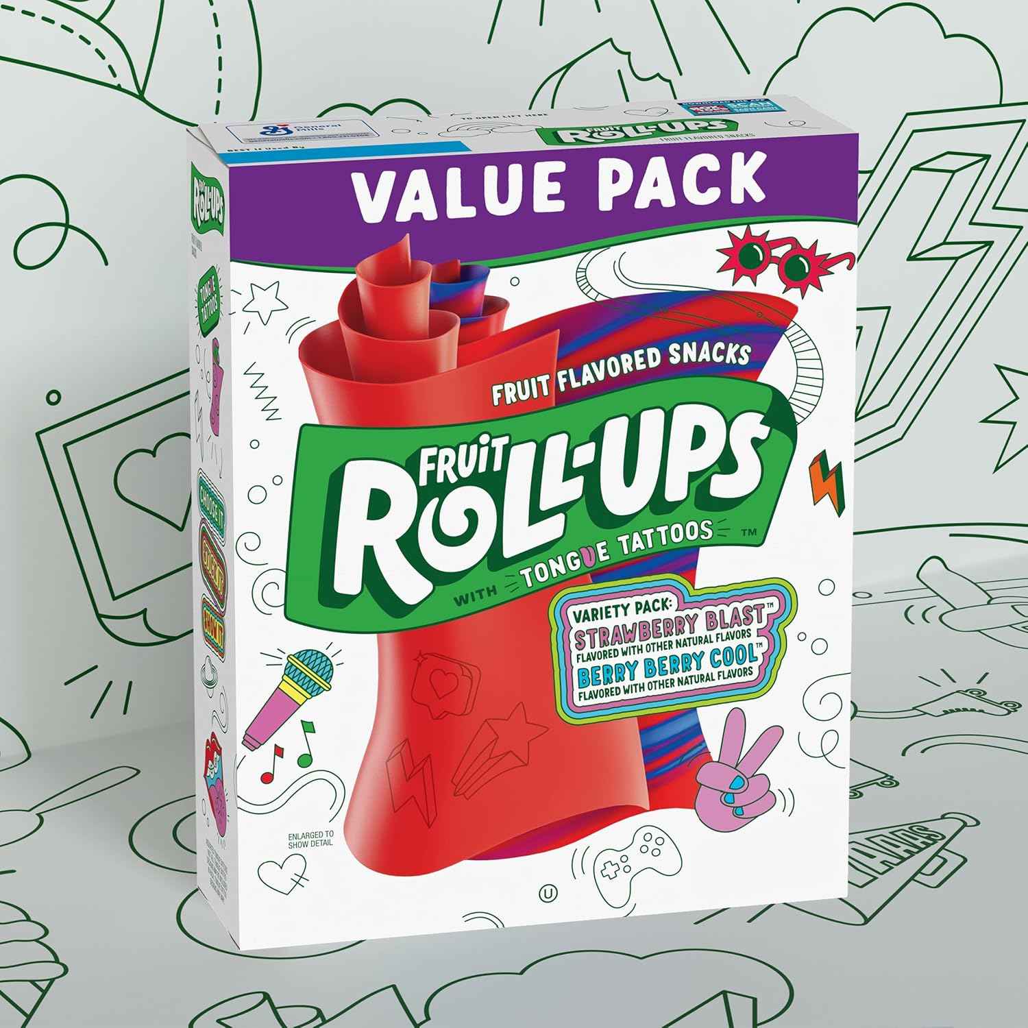 Betty Crocker Fruit Roll-Ups Variety Pack – Holiday Gift Bag Stuffer for Kids, 20 Count Bulk Snack Present