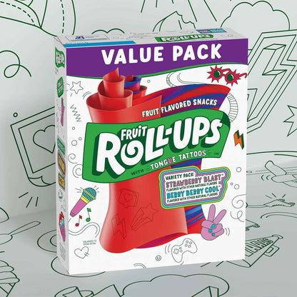 Betty Crocker Fruit Roll-Ups Variety Pack – Holiday Gift Bag Stuffer for Kids, 20 Count Bulk Snack Present