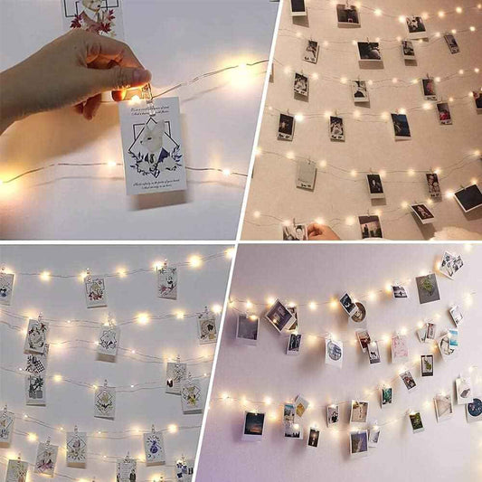GloDream 33Ft Photo Clip String Lights - Thoughtful Birthday Gift for Her with 100LED Warm White Glow and 50 Photo Clips for Memory Display