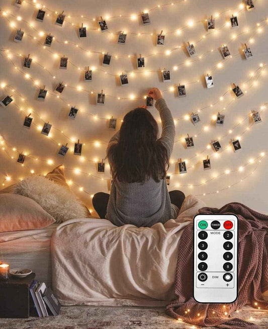 LECLSTAR 50 LED Photo Clip String Lights – Thoughtful Birthday Gift for Women, Memory Display for Bedroom Wall