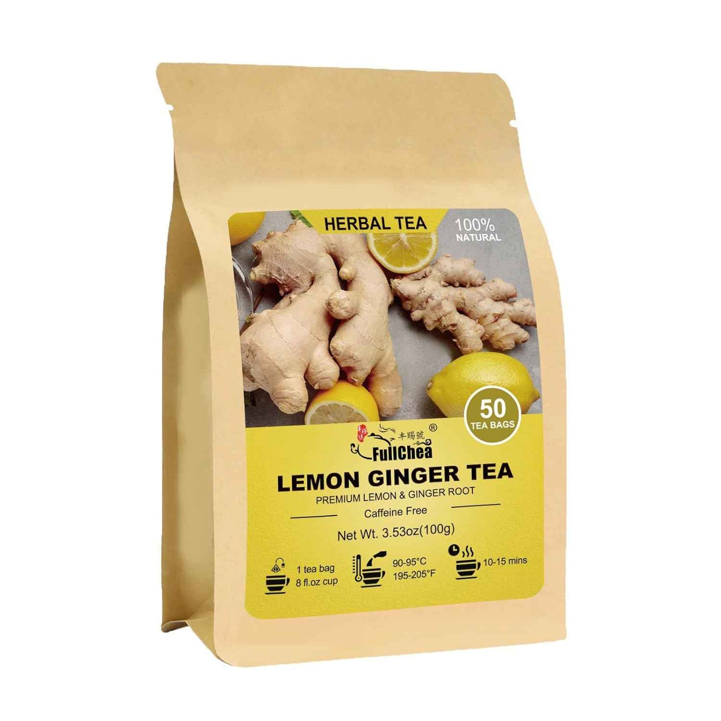 FullChea Lemon Ginger Herbal Tea – Elegant Housewarming Present for the Tea Lover in Your Life