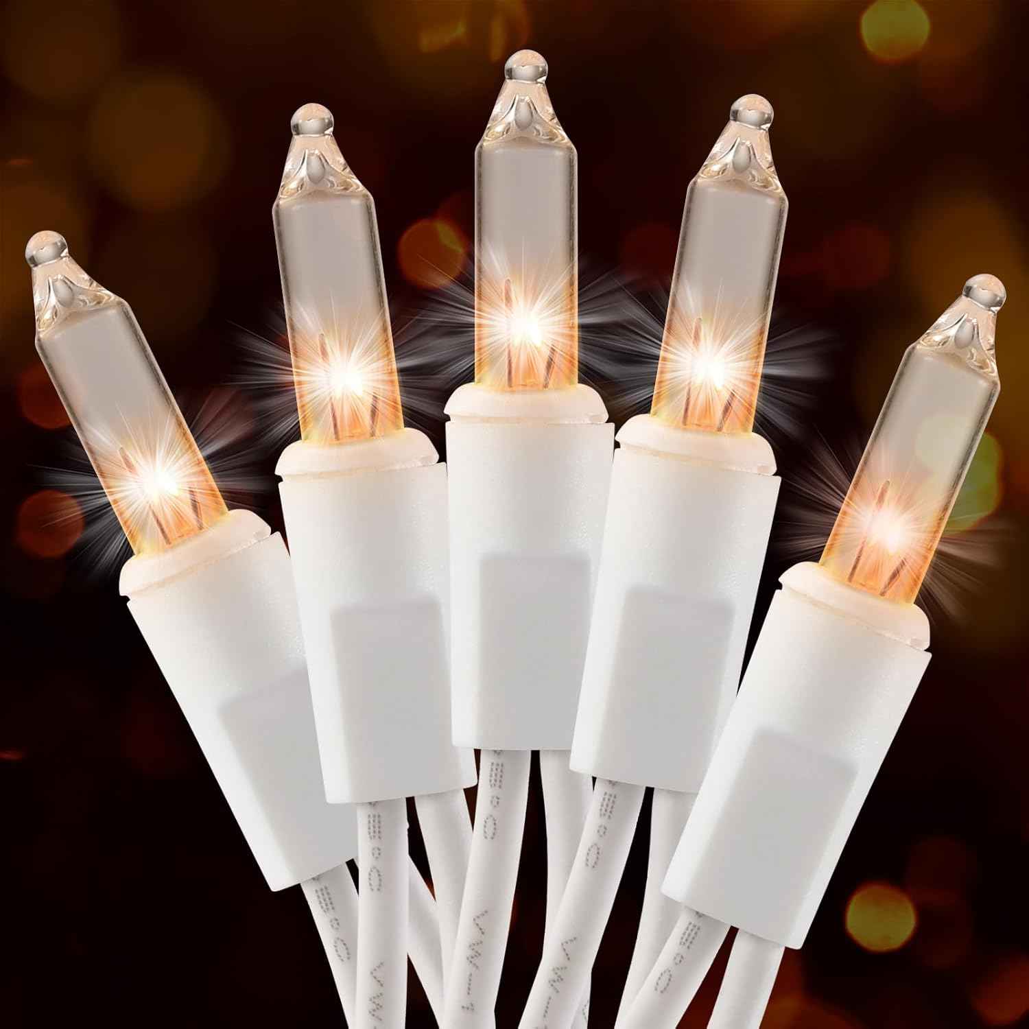 Brightown 13ft 2700K Incandescent Mini Lights White Wire – Calming Warm Glow for Bedtime Reading Nook & Wind-Down Self-Care Rituals