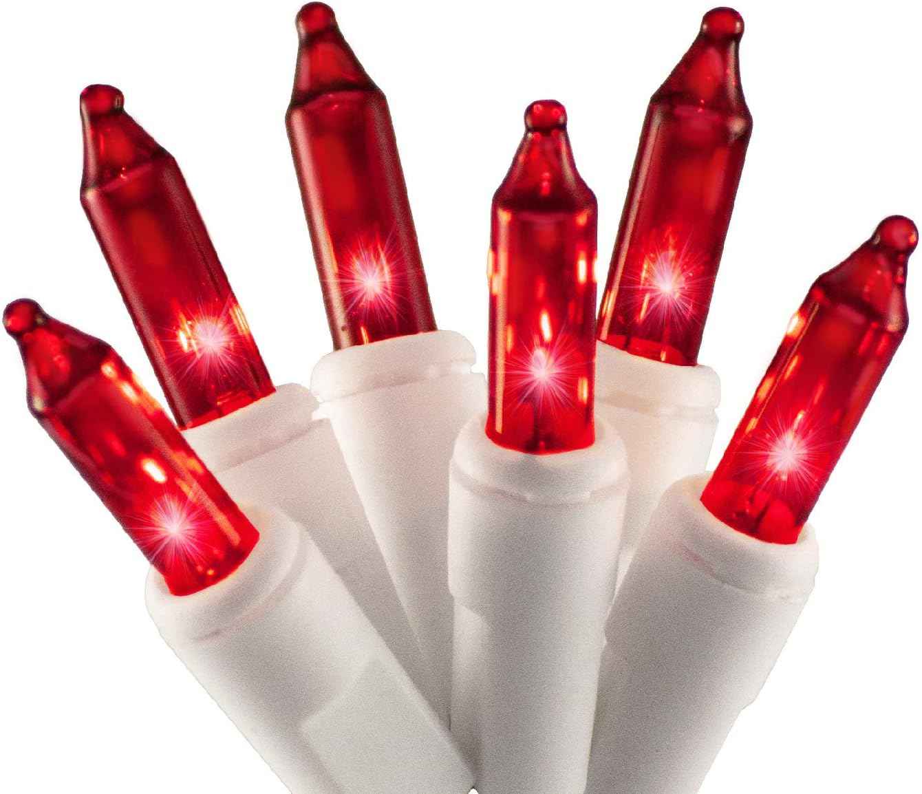 612 Vermont Red Mini String Lights on White Wire – Child-Safe Dorm and Playroom Decor with No Flame and Cool Bulbs
