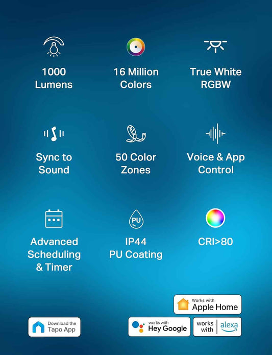 Tapo TP-Link Smart LED Strip – Focus-Boosting Home Office Backlighting with True White 1000 Lumens