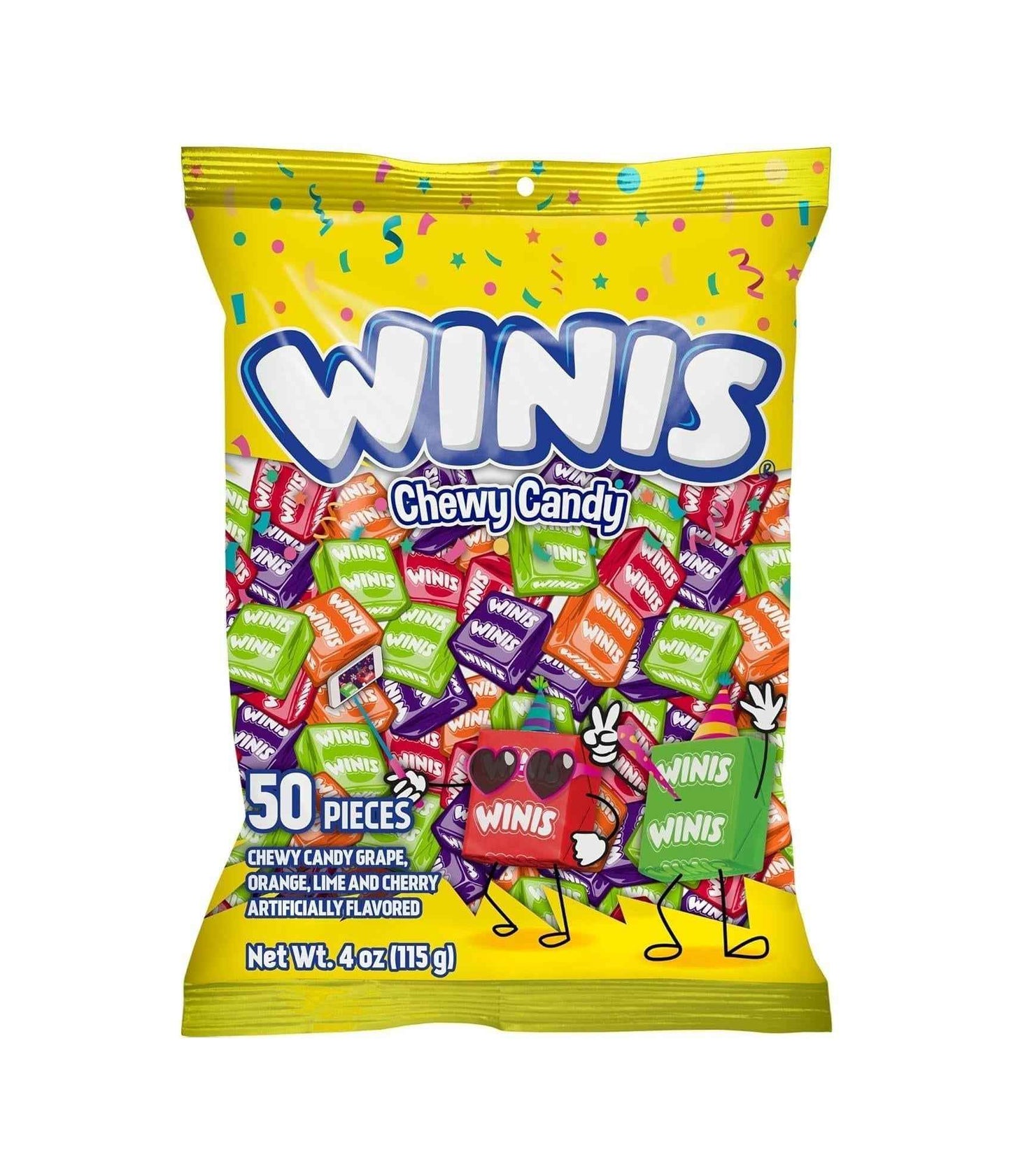 Winis Mexican Taffy Variety Bag – No High Fructose Corn Syrup Assorted Candy Safe for Trunk or Treat Church Events, 50 Individually Wrapped Pieces