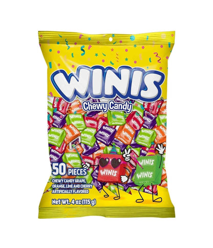 Winis Mexican Taffy Variety Bag – No High Fructose Corn Syrup Assorted Candy Safe for Trunk or Treat Church Events, 50 Individually Wrapped Pieces