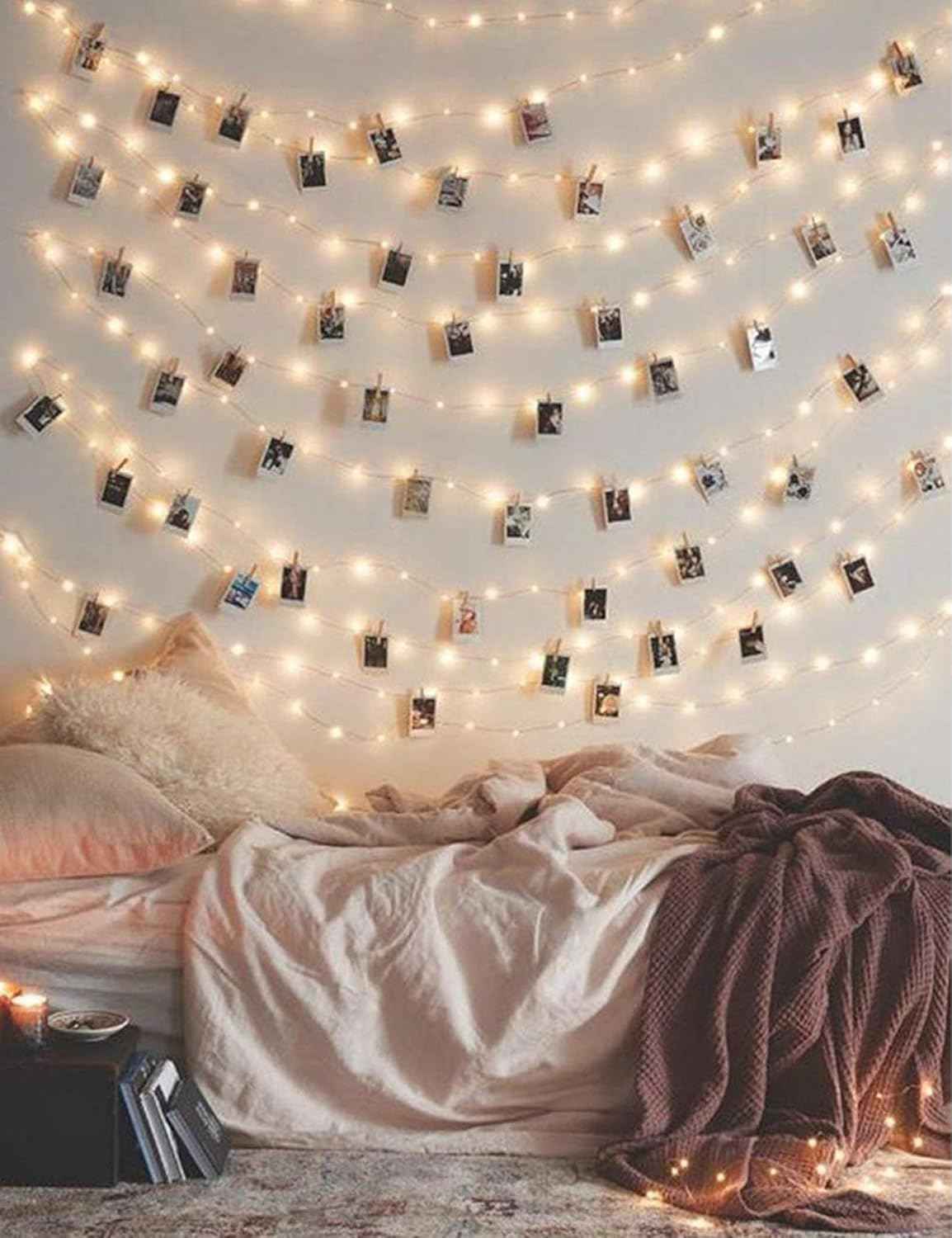 Aurora Glow Waterproof Fairy Lights 17Ft – Patio and Garden String Lights with Clear Photo Clips