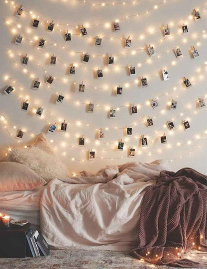 Aurora Glow Waterproof Fairy Lights 17Ft – Patio and Garden String Lights with Clear Photo Clips