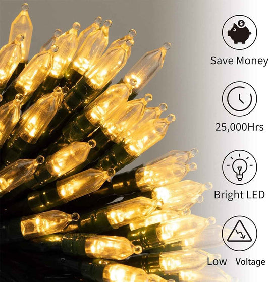 Brightown Flameless LED String Lights for Safe Bedroom and Pet Area, 18ft Battery Operated 50 Cool Touch Mini Bulbs with 8 Modes