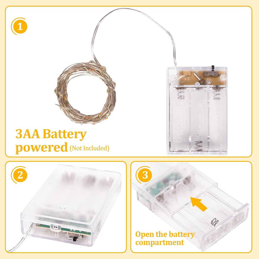 Minimax Home Flameless LED Fairy Lights – Cool-Touch 3V String Lights, Safe Around Kids & Pets