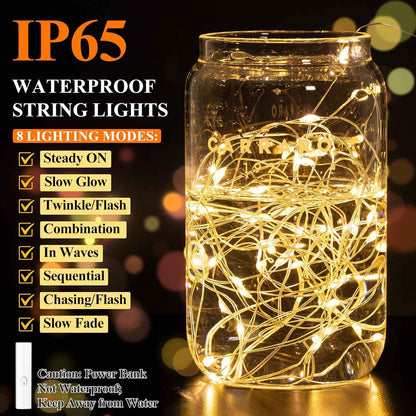 Lakumu LED Fairy Lights Warm White – Cozy Bedroom Ambient String Lights with Timer for Living Room Shelf Styling