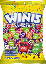 Winis Mexican Taffy Variety Bag – No High Fructose Corn Syrup Assorted Candy Safe for Trunk or Treat Church Events, 50 Individually Wrapped Pieces
