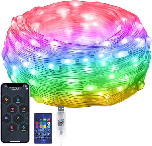 AIMENGTE RGB Smart String Lights 16FT with App and Remote – Thoughtful Birthday Gift for Her, Mom and Teens Who Love Cozy Decor