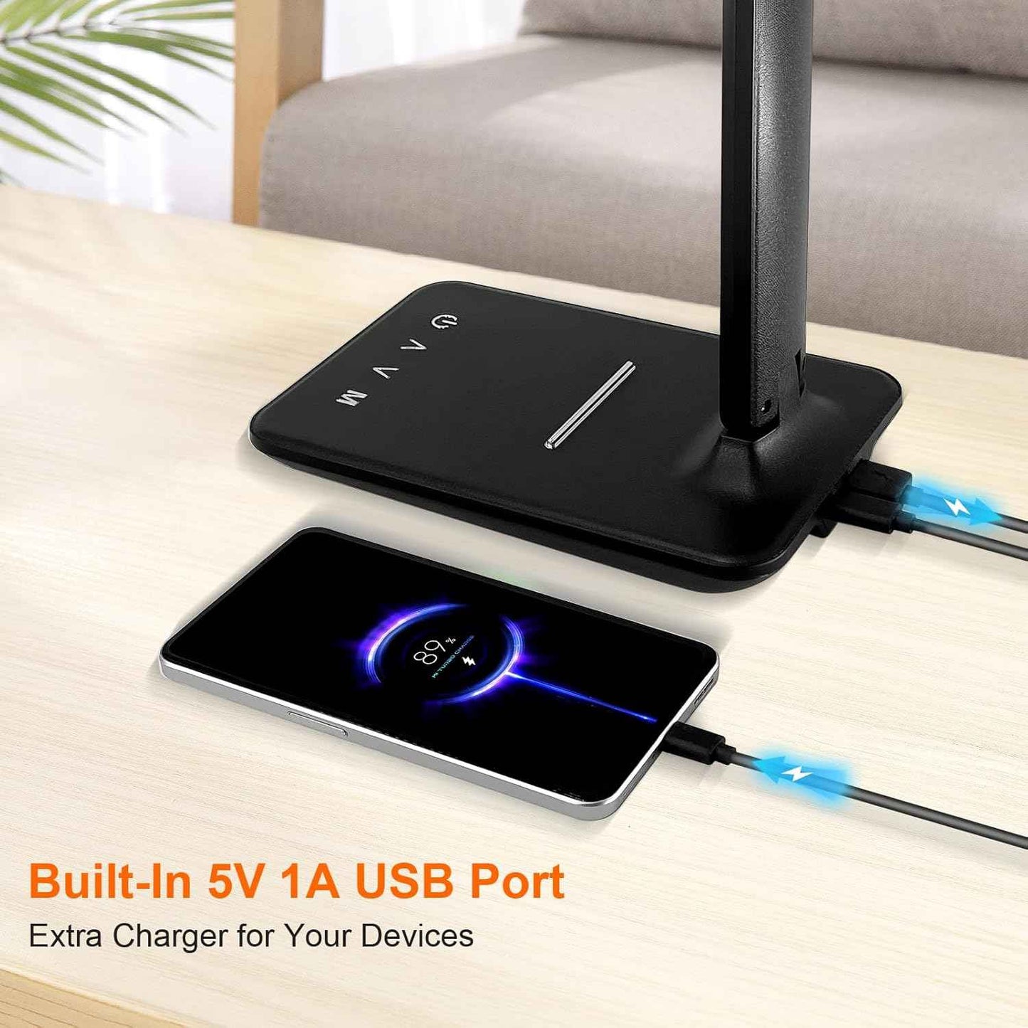 shinelife LED Desk Lamp – Slim Minimalist Task Light for Small Apartment Desk, USB Charging Built-In
