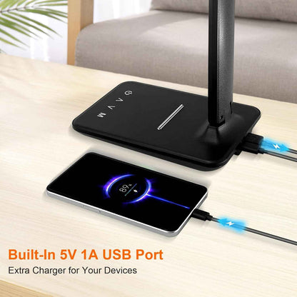 shinelife LED Desk Lamp – Slim Minimalist Task Light for Small Apartment Desk, USB Charging Built-In