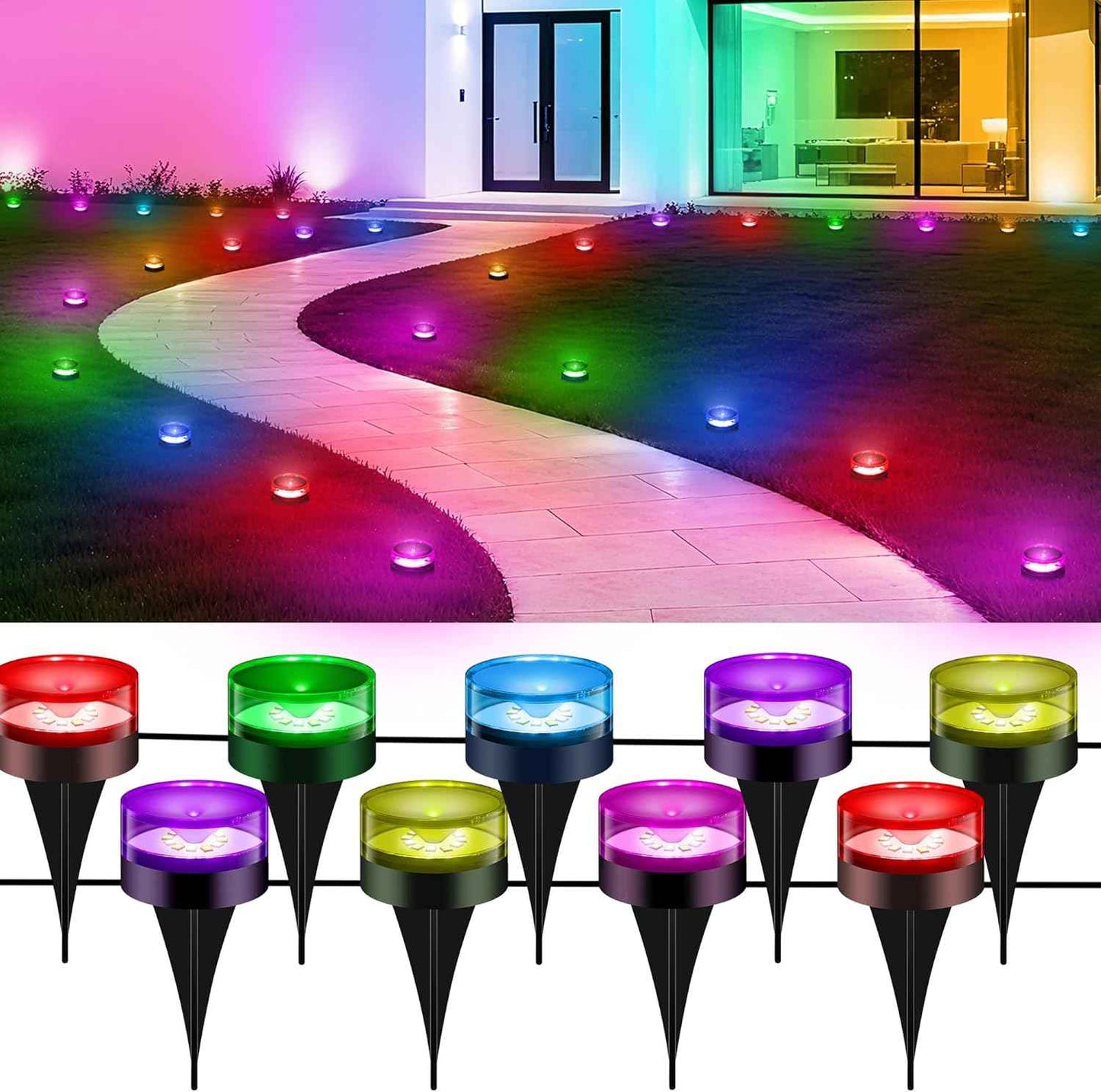 Aoycocr Outdoor Ground Lights – App-Controlled 50FT Pathway String for Patio, Driveway, and Campsite Ambiance
