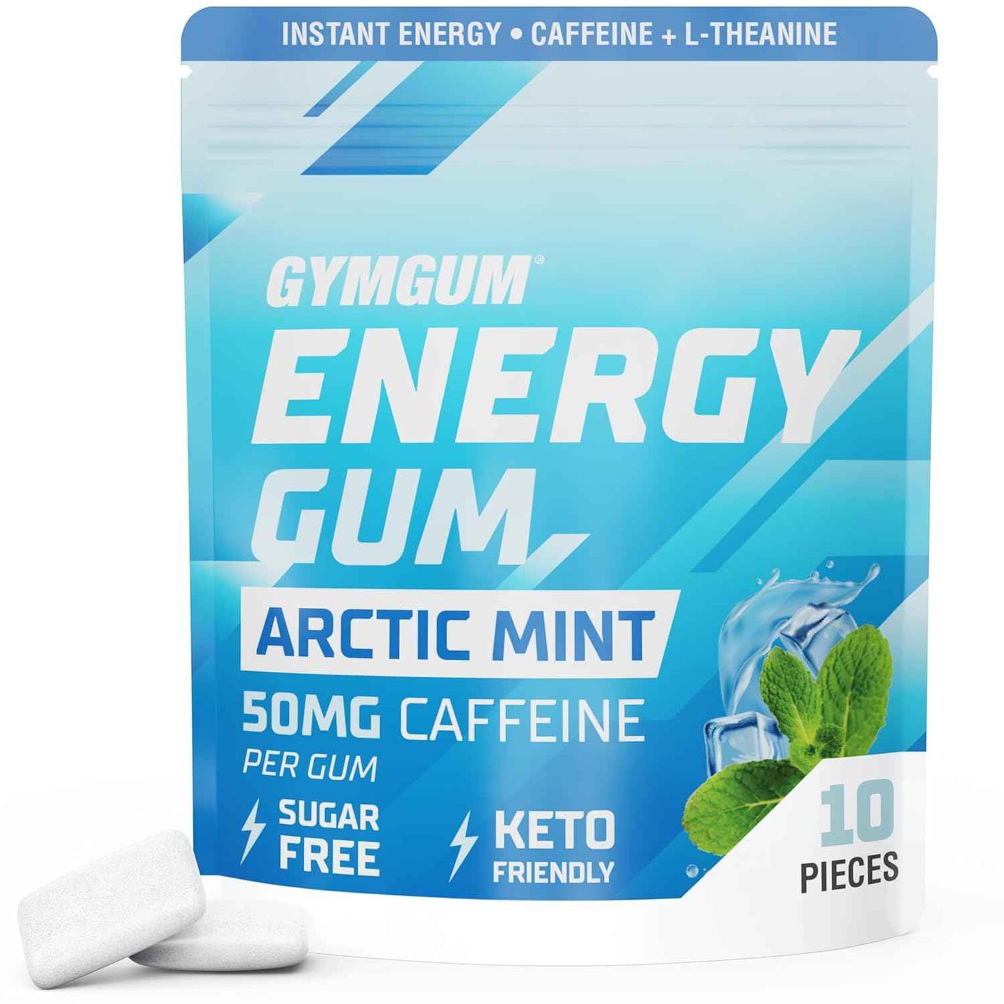 GYMGUM Energy Caffeine Gum | Keto-Friendly Focus Gum for Long Study Sessions, Guarana Powered Brain Fuel for College Students