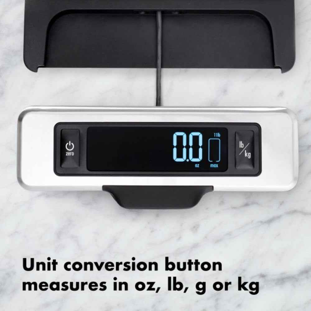 OXO Good Grips 11-Pound Stainless Steel Kitchen Scale with Pull-Out Display - Black