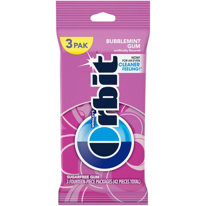 ORBIT Gum Bubblemint, Individually Wrapped Chewing Gum Sugar Free, 3 Packs of 14 Pieces (42 Total Pieces)
