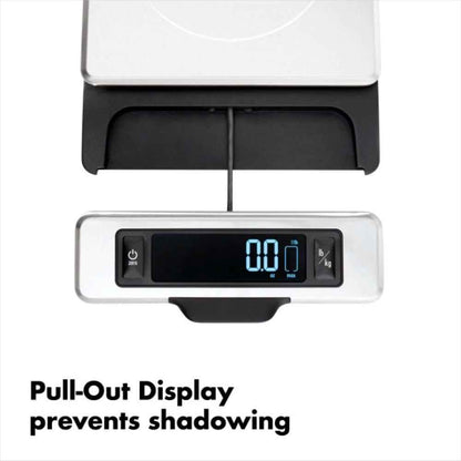 OXO Good Grips 11-Pound Stainless Steel Kitchen Scale with Pull-Out Display - Black