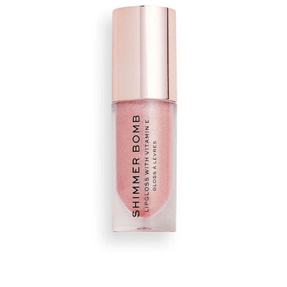 Revolution Shimmer Bomb Lip Gloss, Lip Tint Infused With Vitamin E, Shimmery Finish, Comes In 6 Colors, Glimmer
